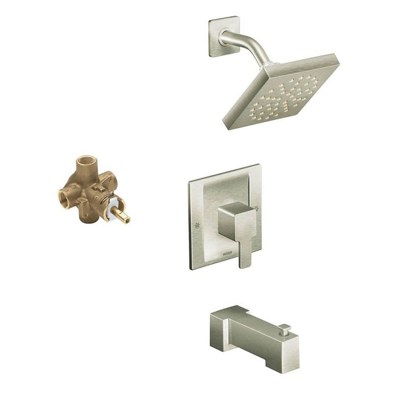 Moen KTS90-P-TS2713EPBN 6-Inch Rain Shower and 7-1/4-Inch Spout in Brushed Nickel