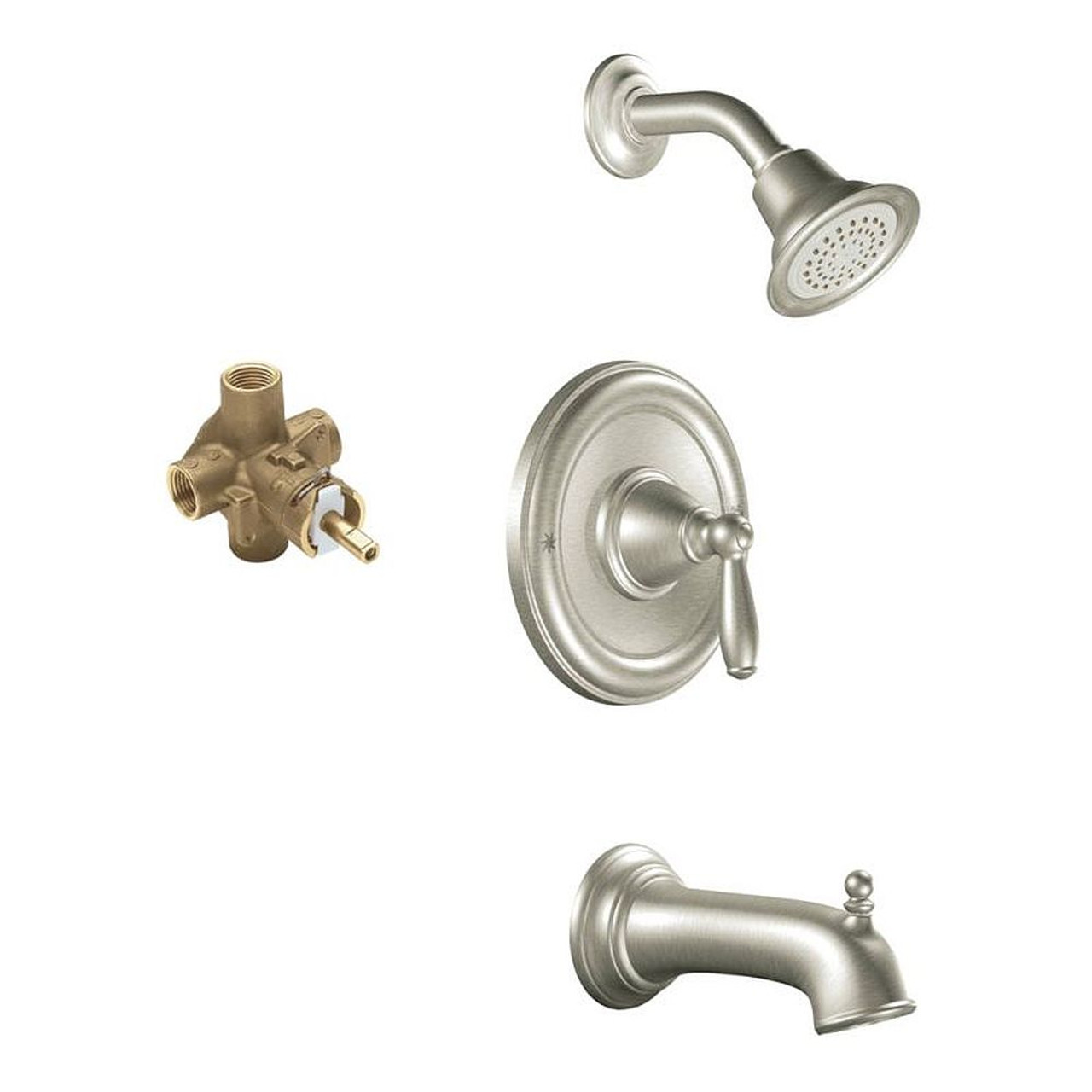 Moen KTSBR-P-T2153EPBN Brantford Showerhead and 6 1/2-Inch Spout in Brushed Nickel