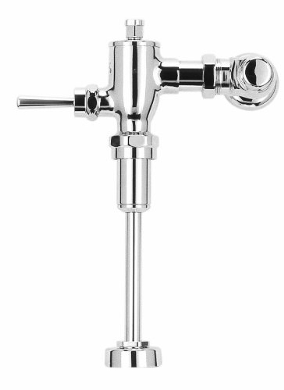 Polished Chrome 0.5 GPF Non-Hold Open High Efficiency Urinal Flushometer with Valve, Right/Left Rough, 3/4-in Vacuum Brekaer, and 3/4-in Angle Stop Set