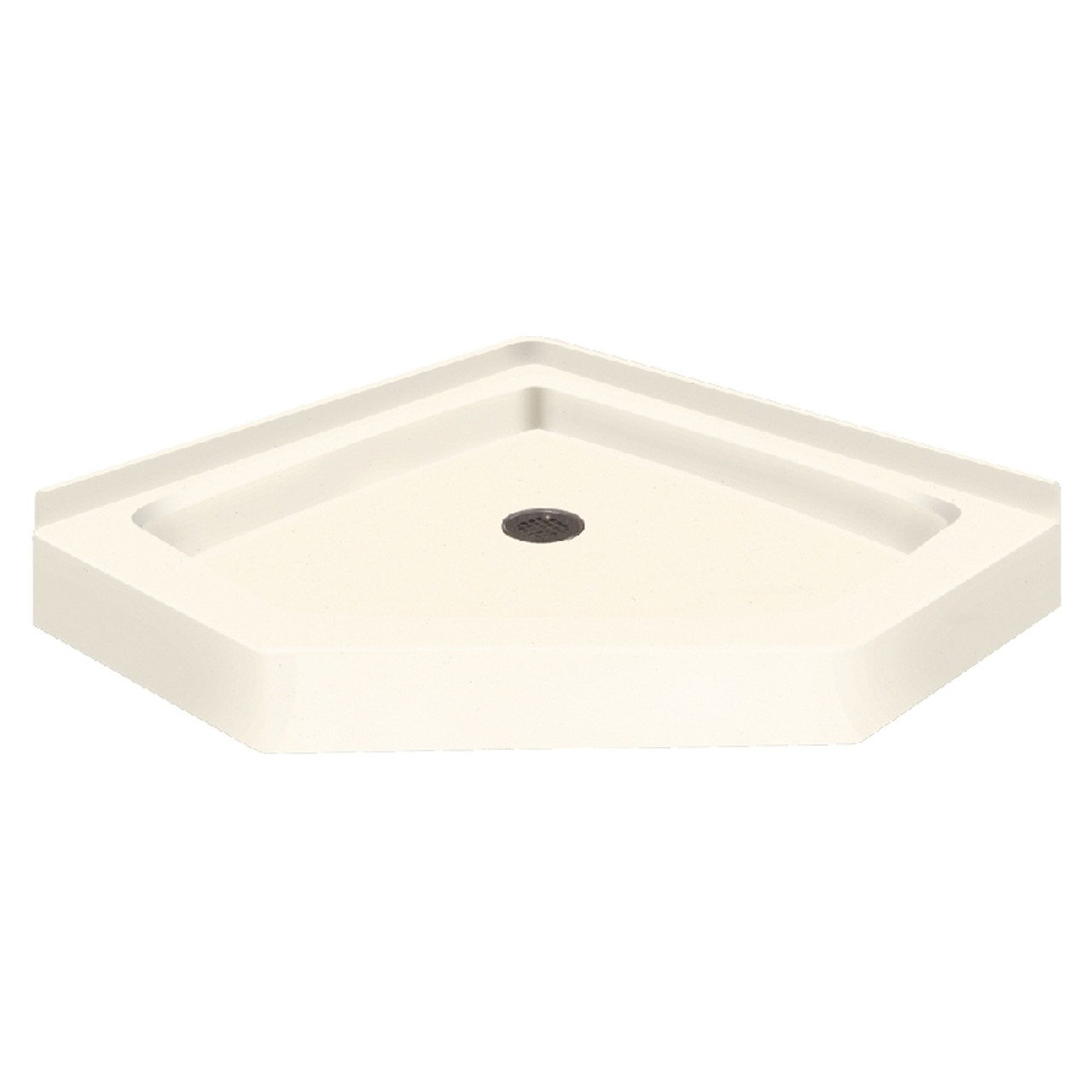 36 x 36 Neo Angle Solid Surface Shower Base with Center Drain in Moonlight