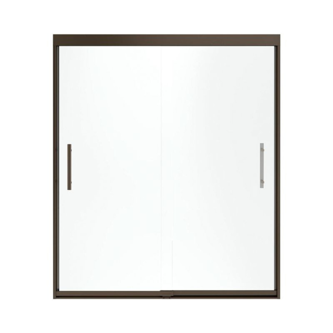 Frameless Sliding Shower Door 70.0625-in H x 56.625-59.625-in W with Frosted Glass in Deep Bronze Frameless Sliding Shower Door 70.0625-in H x 56.625-59.625-in W with Frosted Glass in Deep Bronze