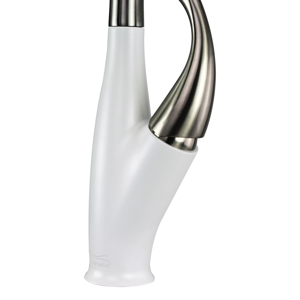 Pull Out Kitchen Faucet with Single Handle, Luxe Stainless/White