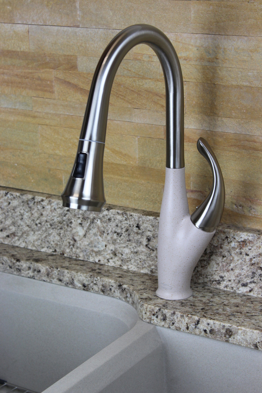 Pull Out Kitchen Faucet with Single Handle, Polished Chrome/Expresso