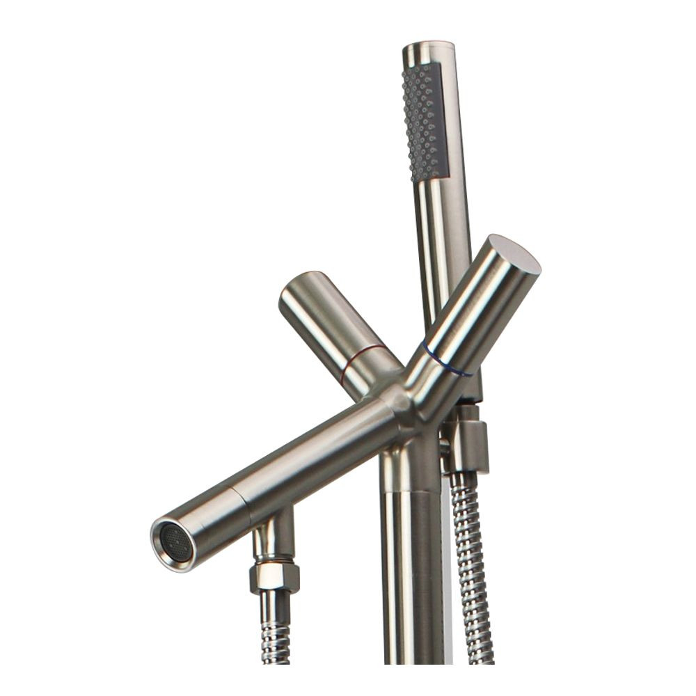 Free Standing Tub Filler With Hand Shower, Brushed Nickel
