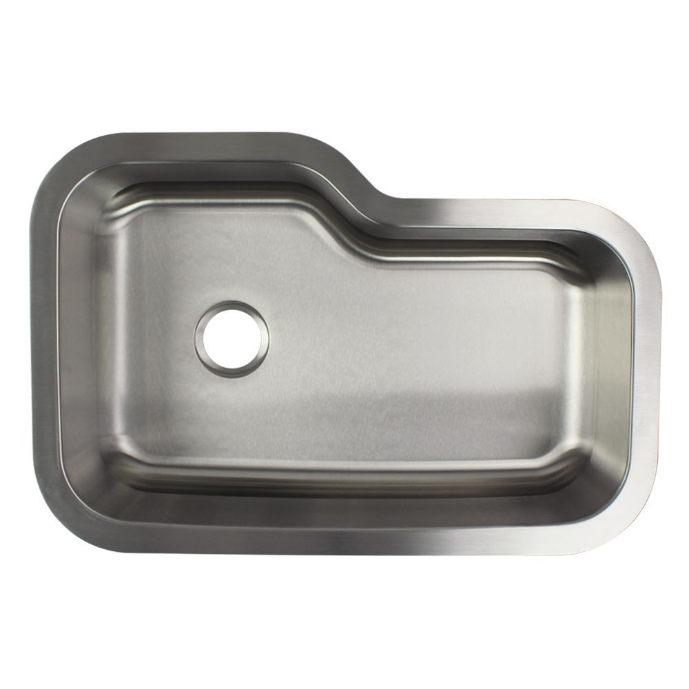 33-in x 22-in x 9-in 16 Gauge Offset Super Single Bowl, Undermount Stainless Steel Kitchen Sink