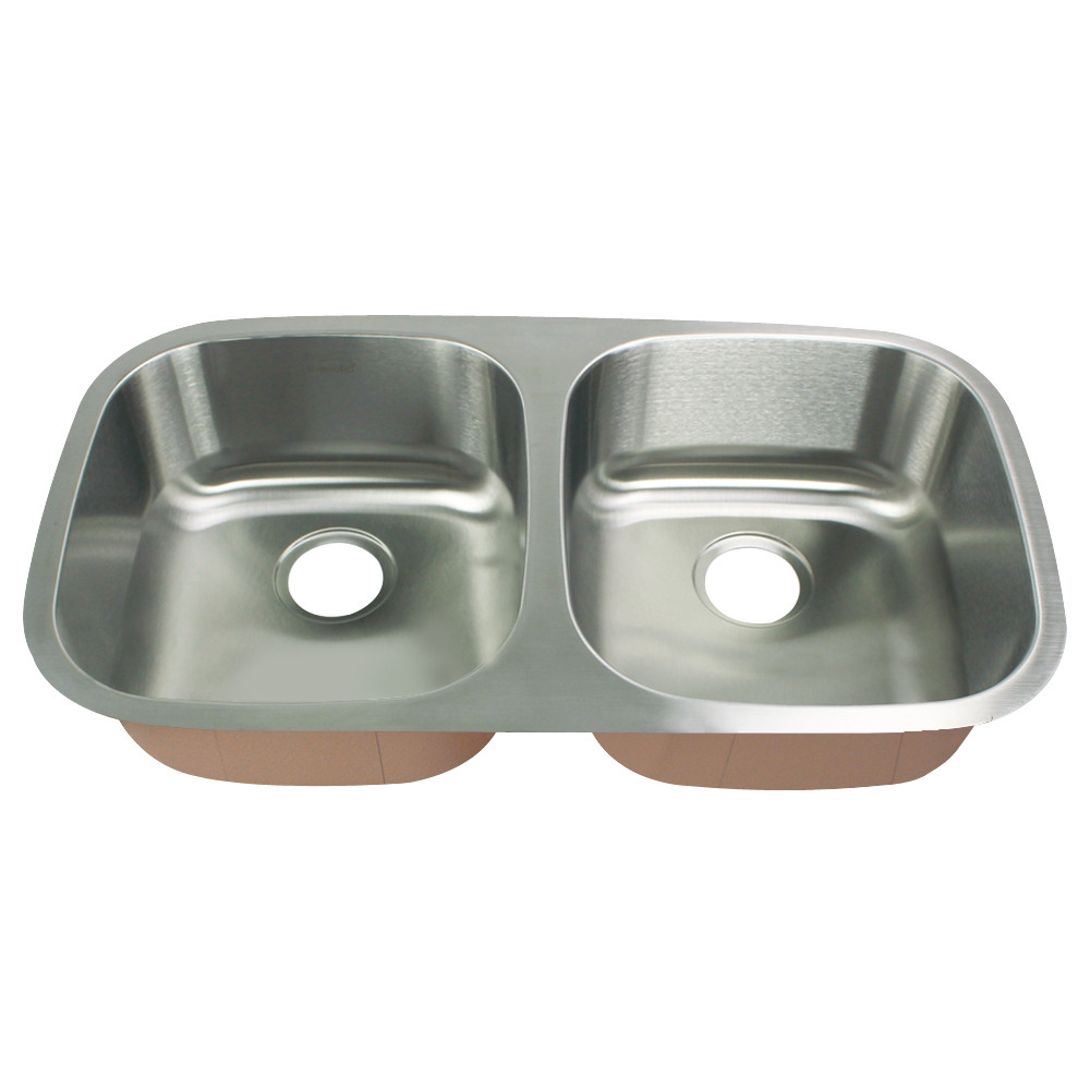 32.375-in x 18.125-in x 5-in 18 Gauge Double Equal Bowls, Undermount Stainless Steel Kitchen Sink, ADA complaint