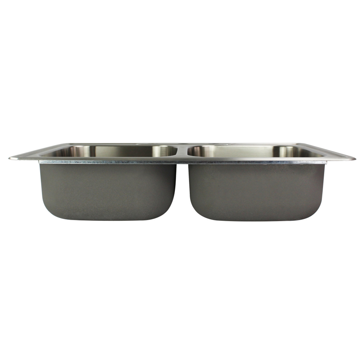 Transolid Select 33in x 22in 20 Gauge Drop-in Double Bowl Kitchen Sink with 3 Faucet Holes