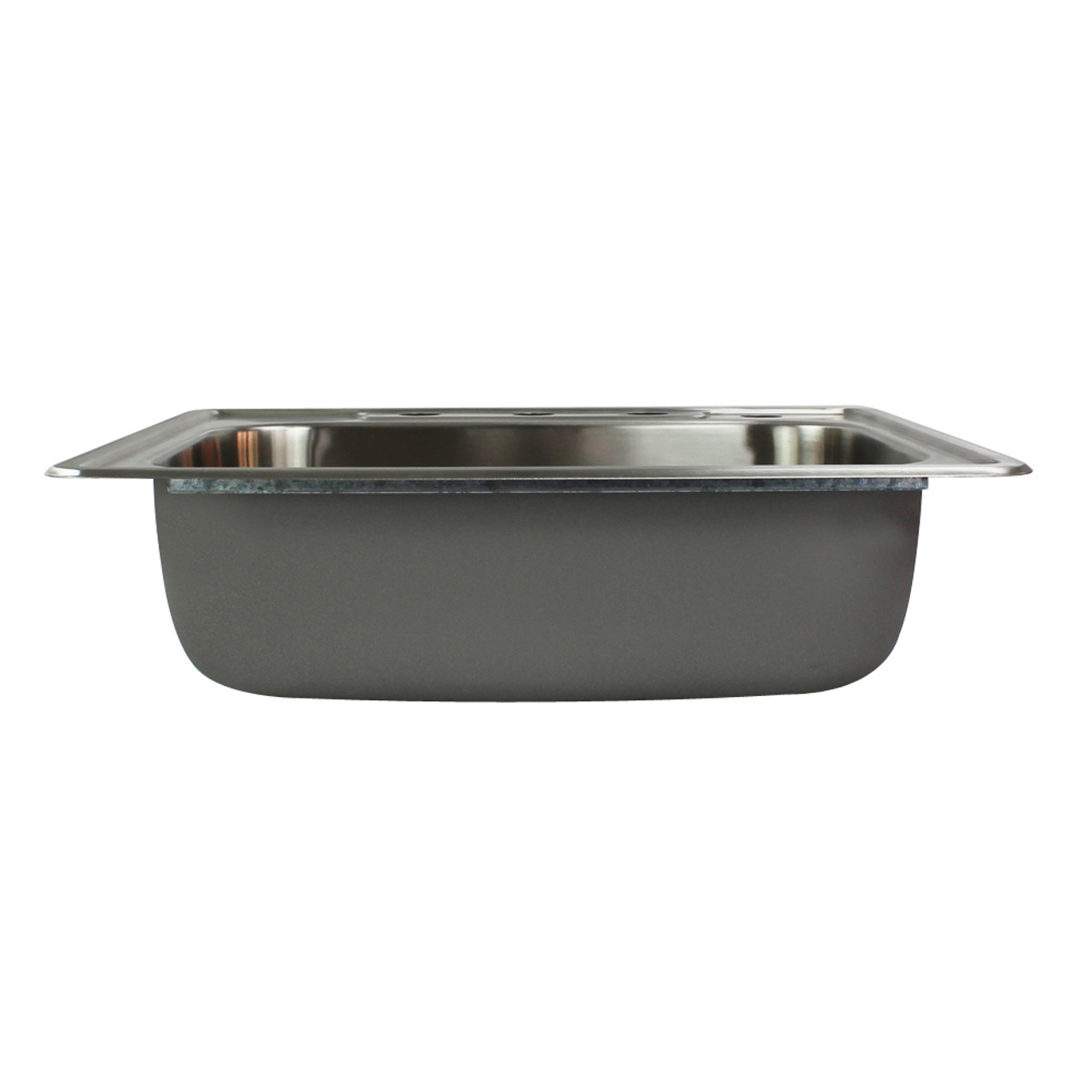 Transolid Select 25in x 22in 20 Gauge Drop-in Single Bowl Kitchen Sink with 3 Faucet Holes