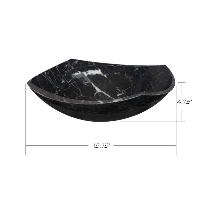 15-in Abstract Shaped Marble Vessel Sink in Black Marble