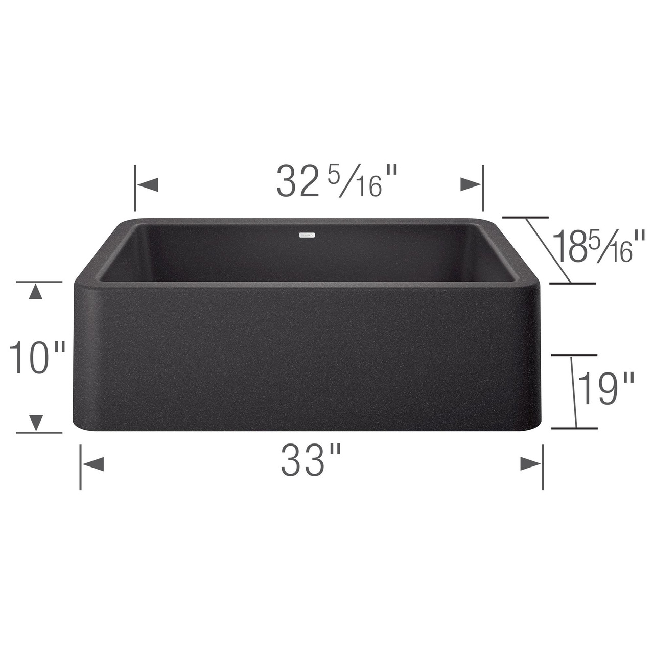 19-in x 33-in Granite 10-in Deep Kitchen Sink, in Anthracite