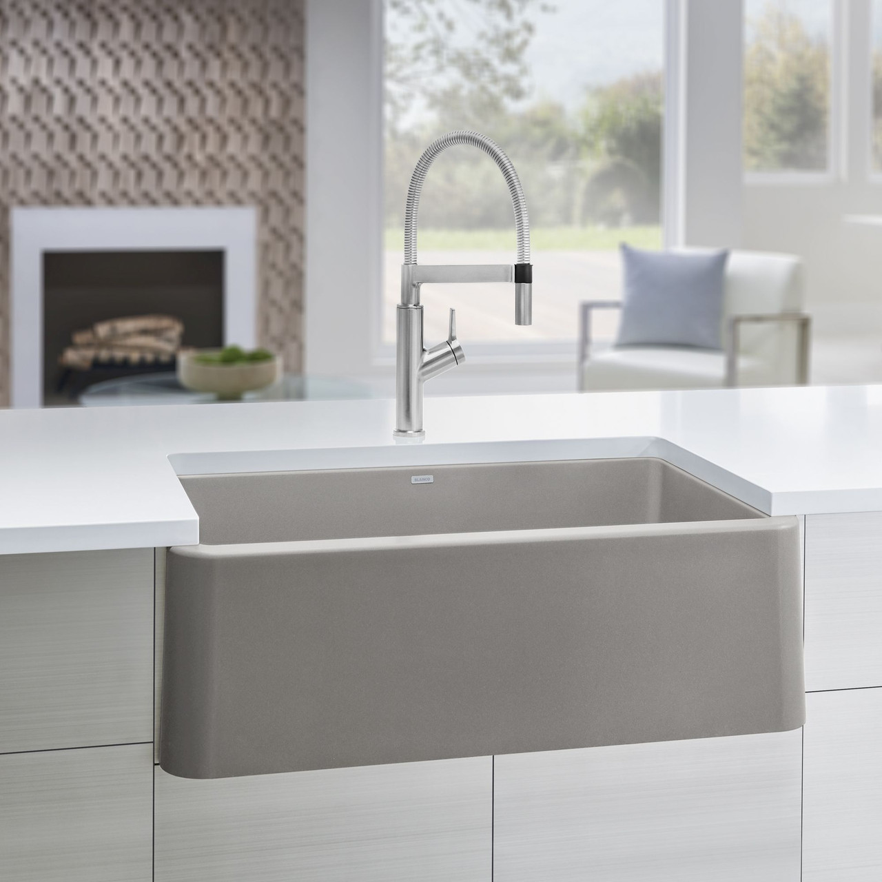 19-in x 33-in Granite 10-in Deep Kitchen Sink, in Truffle
