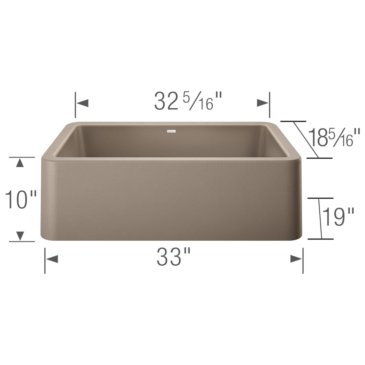 19-in x 33-in Granite 10-in Deep Kitchen Sink, in Truffle