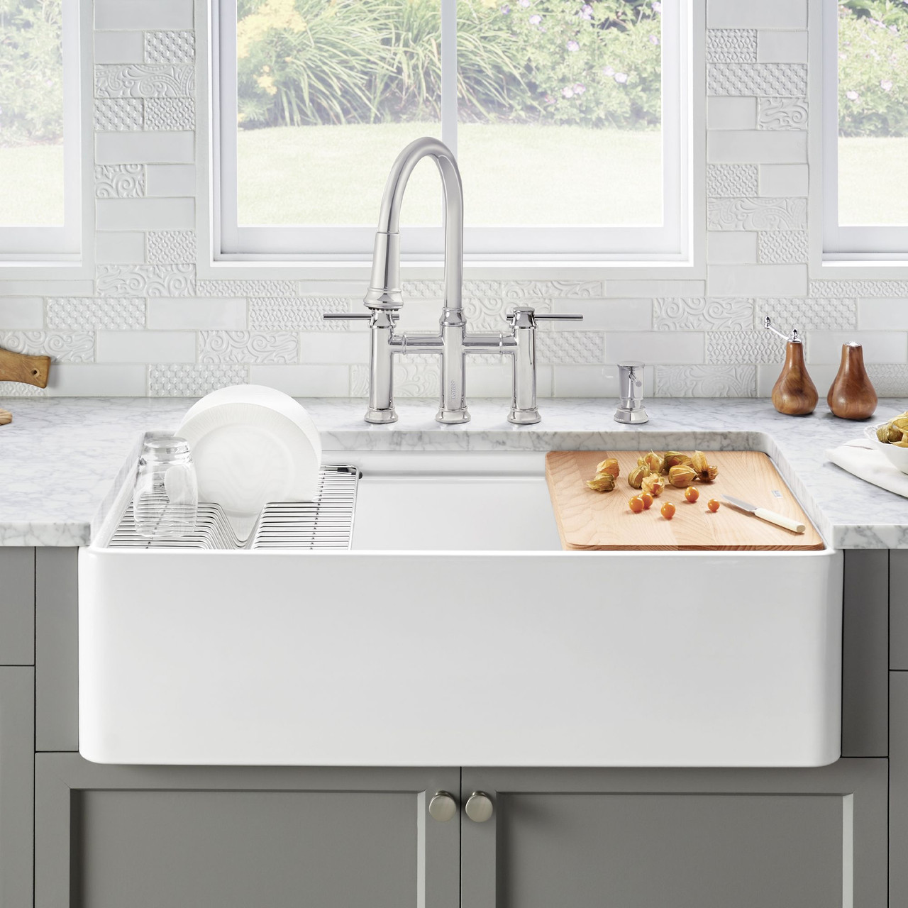 19-in x 36-in Fireclay 10-in Deep Kitchen Sink, in Biscuit 19-in x 36-in Fireclay 10-in Deep Kitchen Sink, in Biscuit