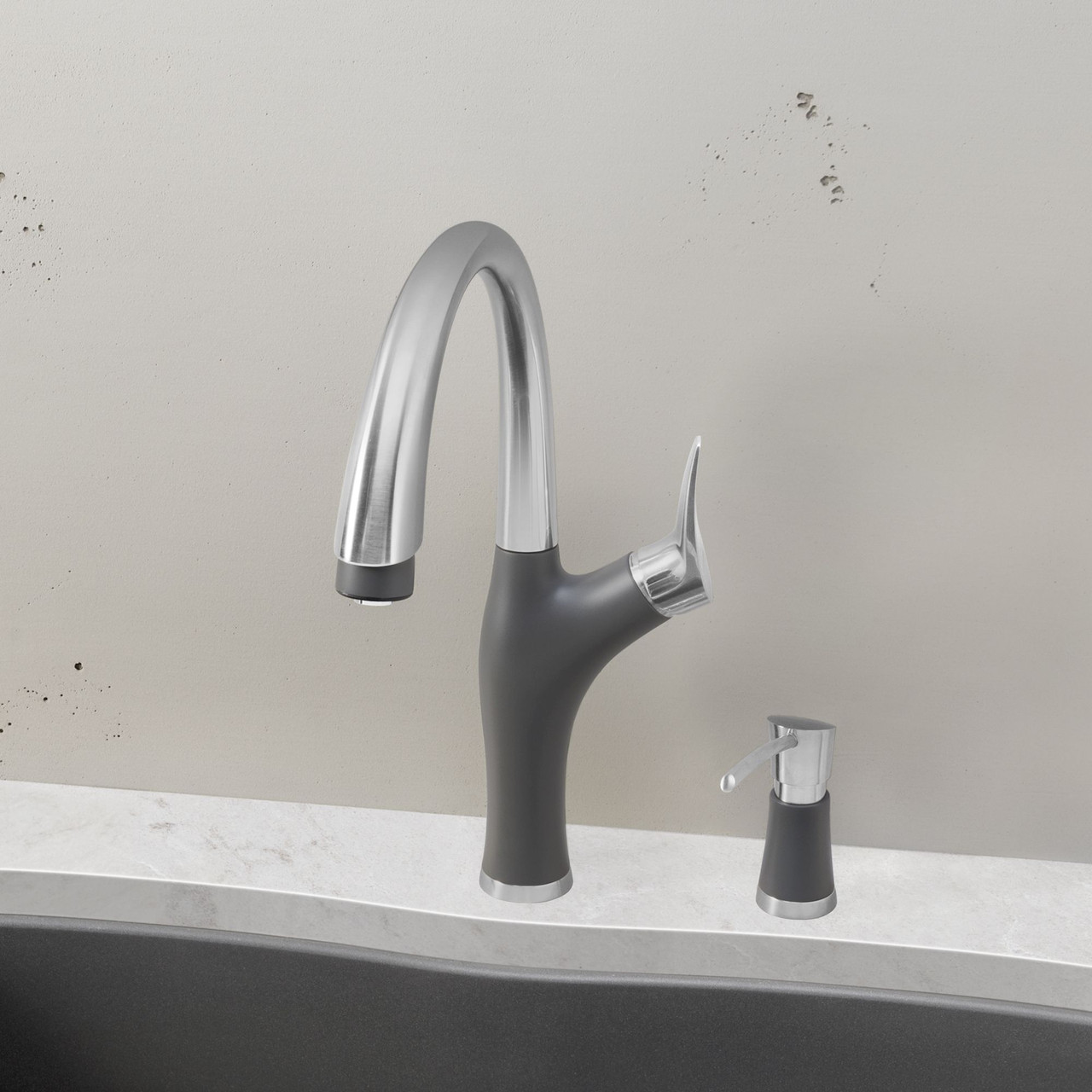 Kitchen Faucet With Pull-Down Spray 1.5 gpm in Cinder/Stainless