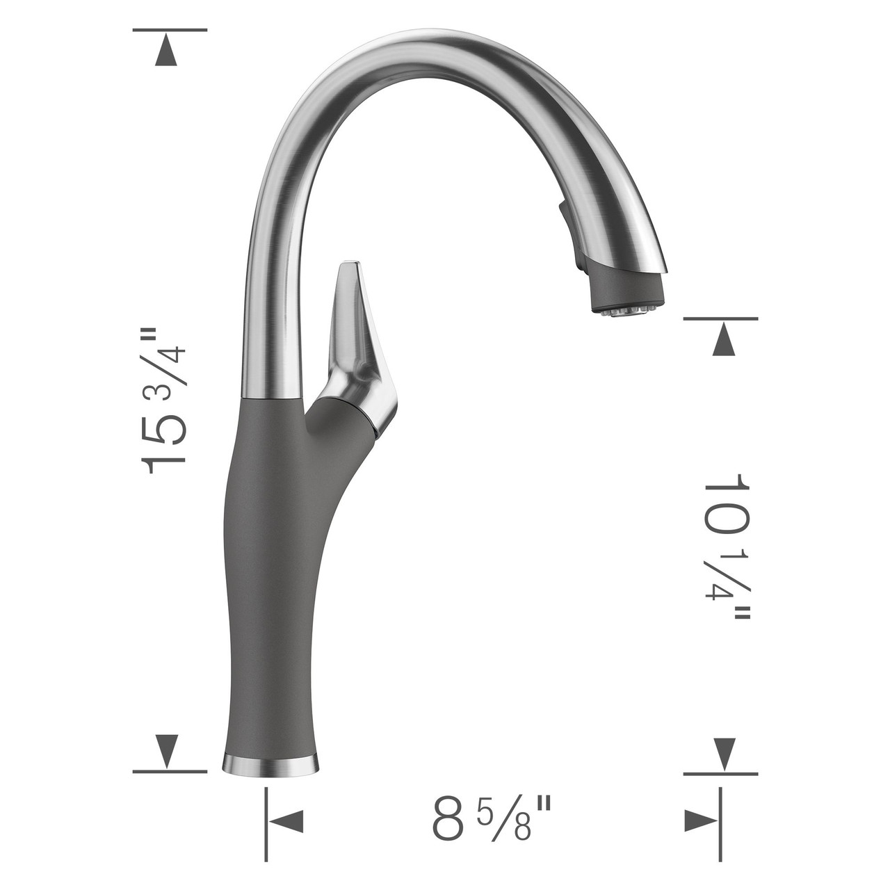 Kitchen Faucet With Pull-Down Spray 1.5 gpm in Cinder/Stainless