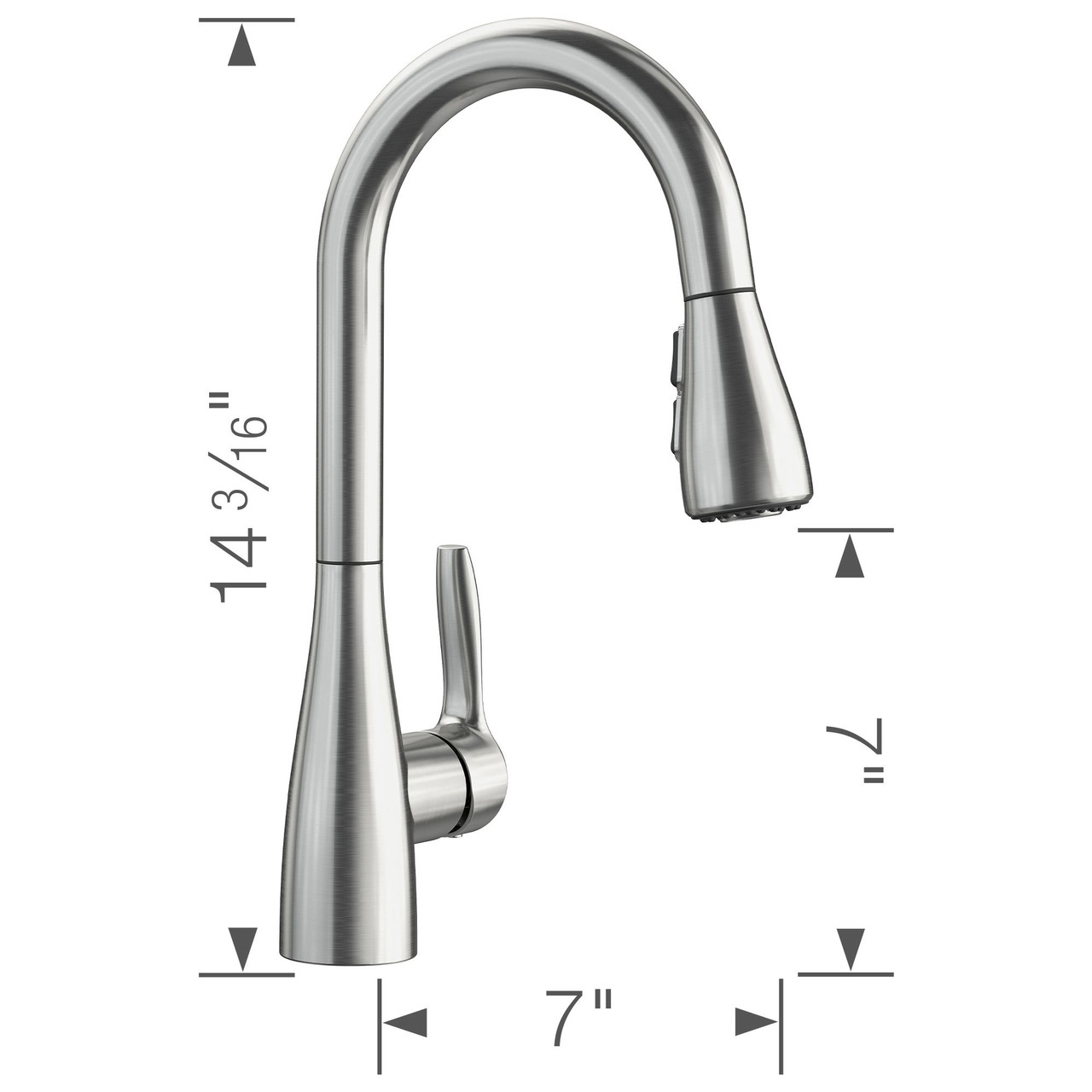 Pull-Down Bar Faucet Dual Spray 1.5 gpm in Stainless Finish