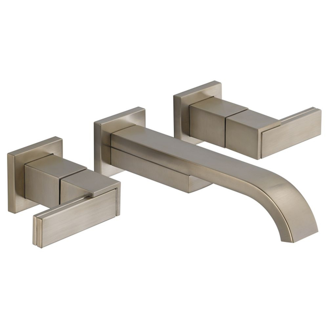 Wall-Mount Vessel Lavatory Faucet Less Handles in Brushed Nickel Finish, 1.2gpm Flow Rate