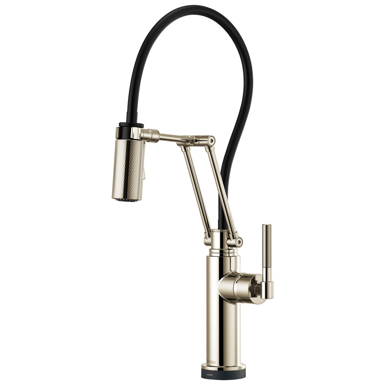 SmartTouch Articulating Faucet with Knurled Handle in Polished Nickel Finish