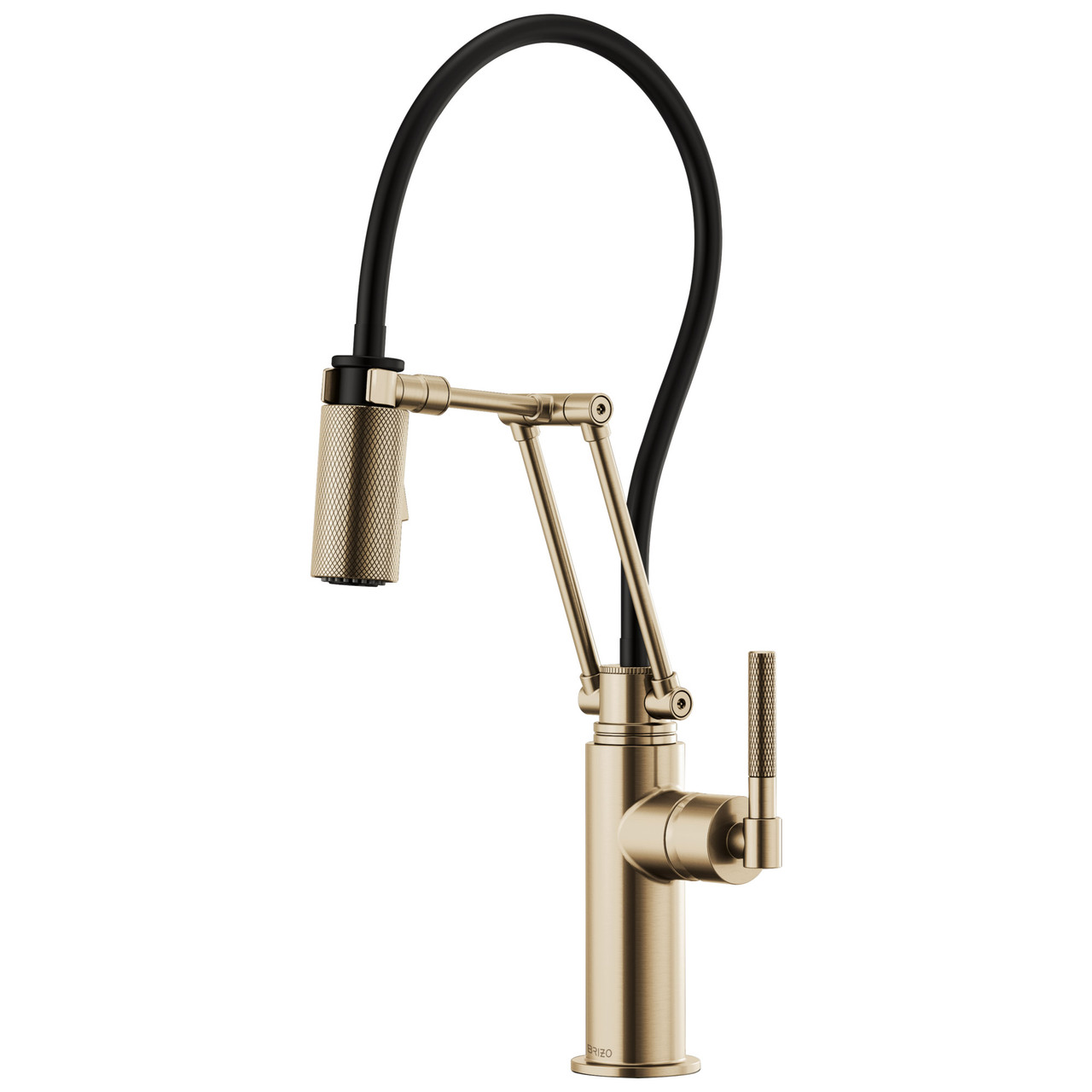 Articulating Faucet with Knurled Handle in Luxe Gold Finish Articulating Faucet with Knurled Handle in Luxe Gold Finish