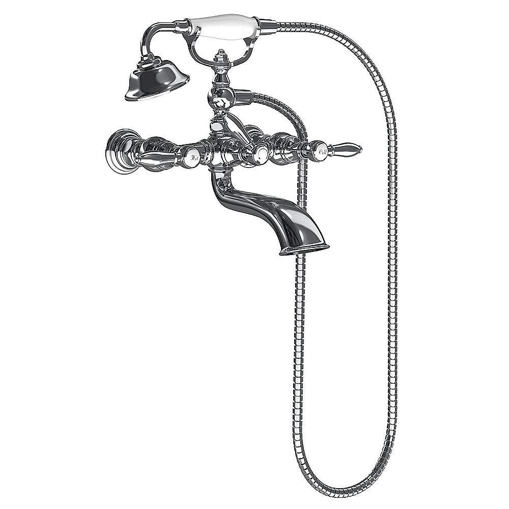 Wall Mounted Two-Handle Tub Filler Includes Hand Shower in Chrome