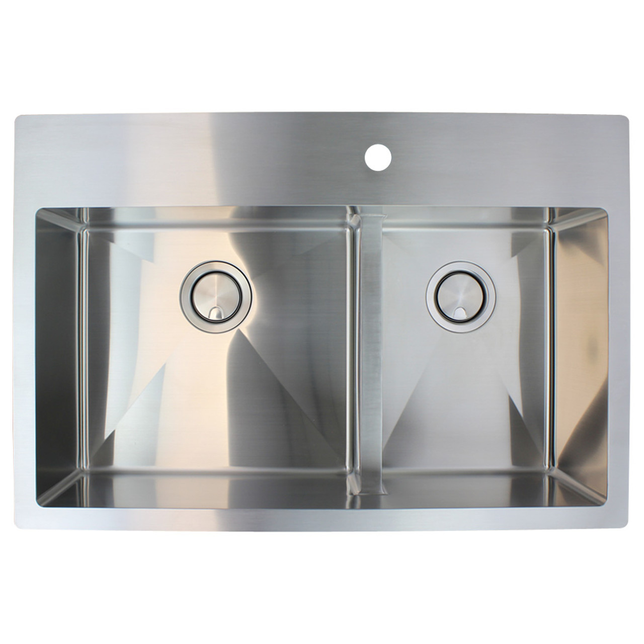 33-in x 22-in x 10-in 16 Gauge 60/40 Double Bowls, Stainless Steel Kitchen Sink with Low Divide, Micro Edge Dual Mount Installation, with FR2 Holes