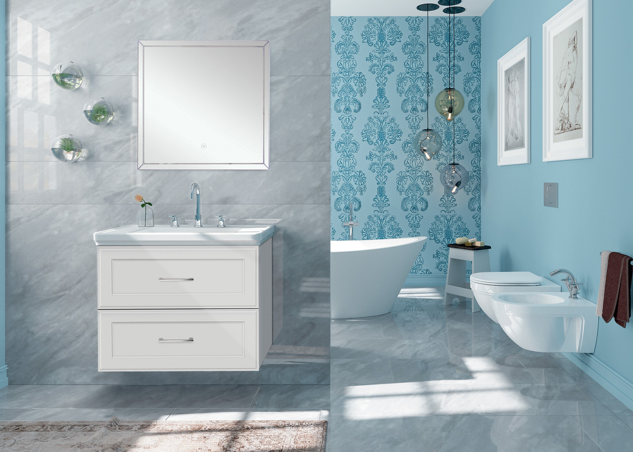 23.62 X 1.18 X 21.65 LED-Backlit Contemporary Mirror with Touch Sensor