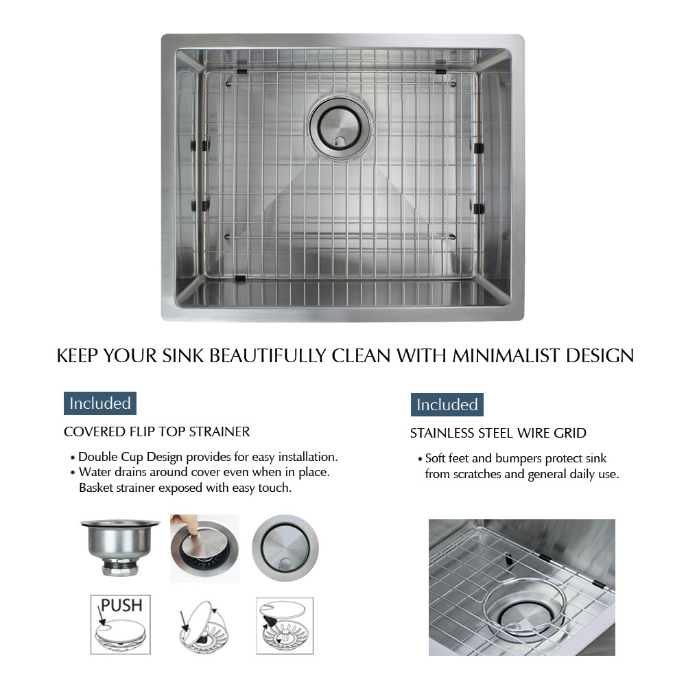 23.5-in x 18.5-in x 10-in 14 Gauge Single Bowl, Undermount Stainless Steel Kitchen Sink