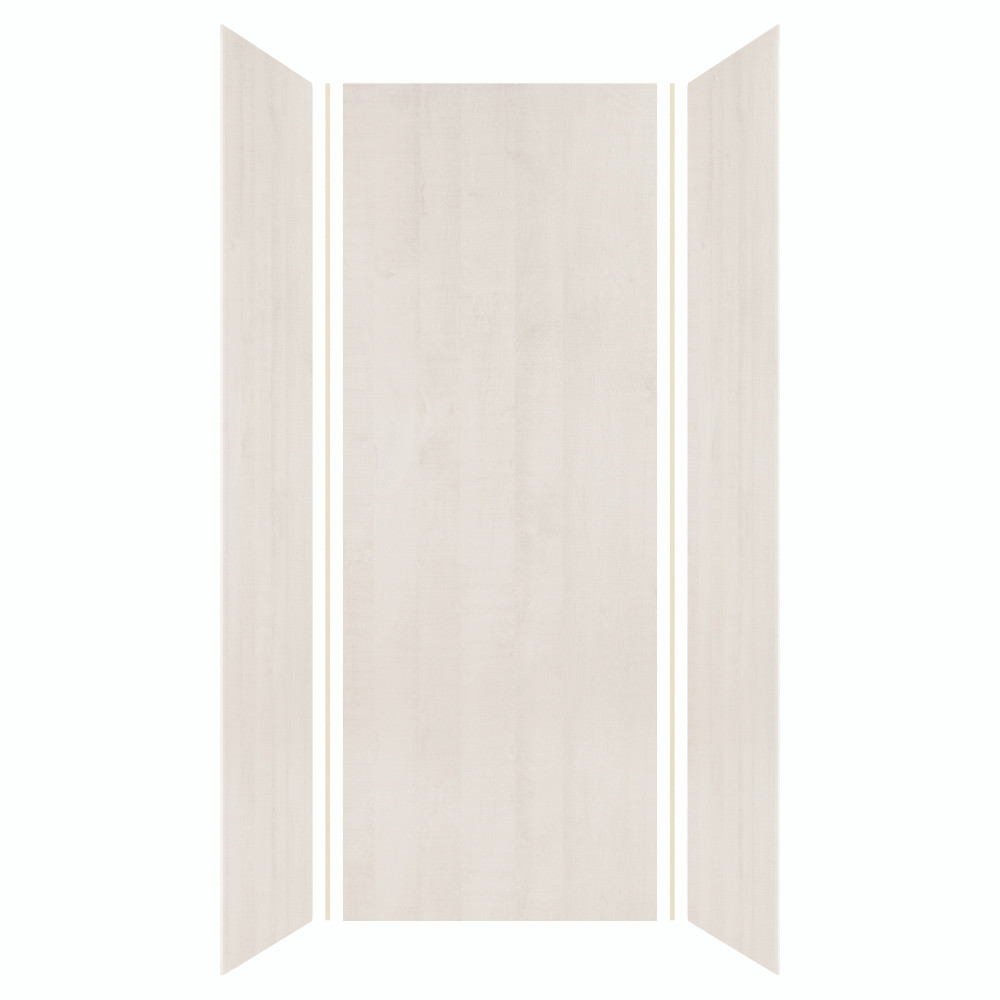 Transolid EWK363696-45 Expressions 36" X 36" X 96" 3-Piece Shower Wall Trimmable Kit, In Bleached Oak
