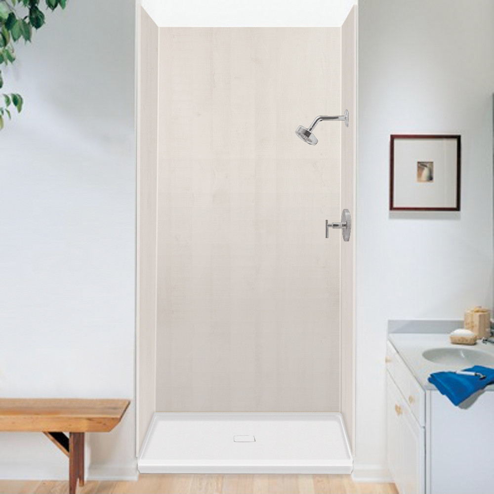 Transolid EWK483696-45 Expressions 36" X 48" X 96" 3-Piece Shower Wall Trimmable Kit, In Bleached Oak