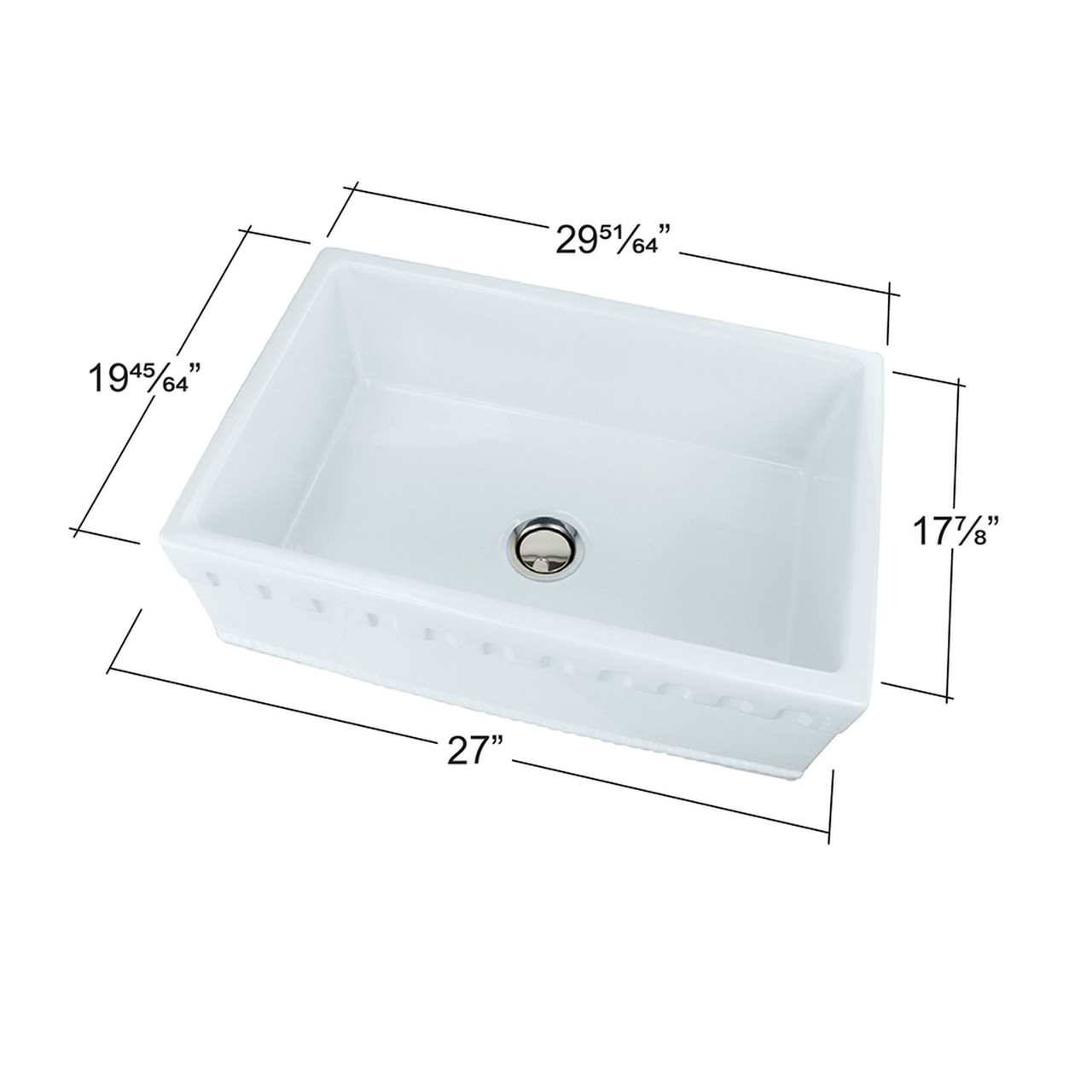 30-in x 20-in x 10-in Super Single Bowl with Reversible (English/Plain) Front, Farmhouse Fireclay Kitchen Sink, Undermount Installation, in White with Grid, Strainer, Installation Kit
