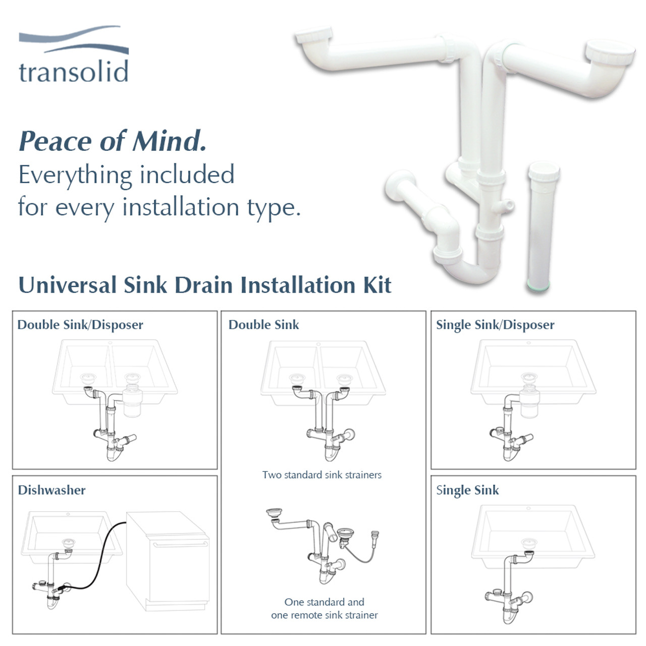 Transolid Aversa Granite 31-in Kitchen Sink Kit with Grids, Strainers and Drain Installation Kit in White