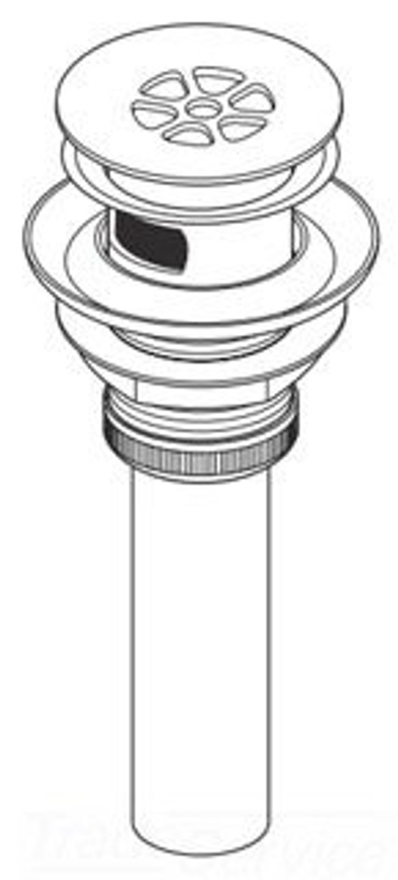 Grid Strainer Drain Assembly with Overflow Hole in Polished Nickel