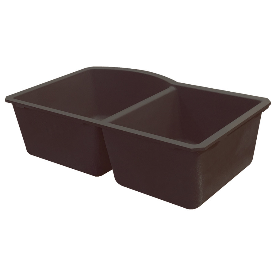 31.375-in x 20.5-in x 9.5-in Granite 1-3/4 D-Shape Double Undermount Kitchen Sink in Espresso with Grids, Strainer, Disposer Strainer, Installation Kit