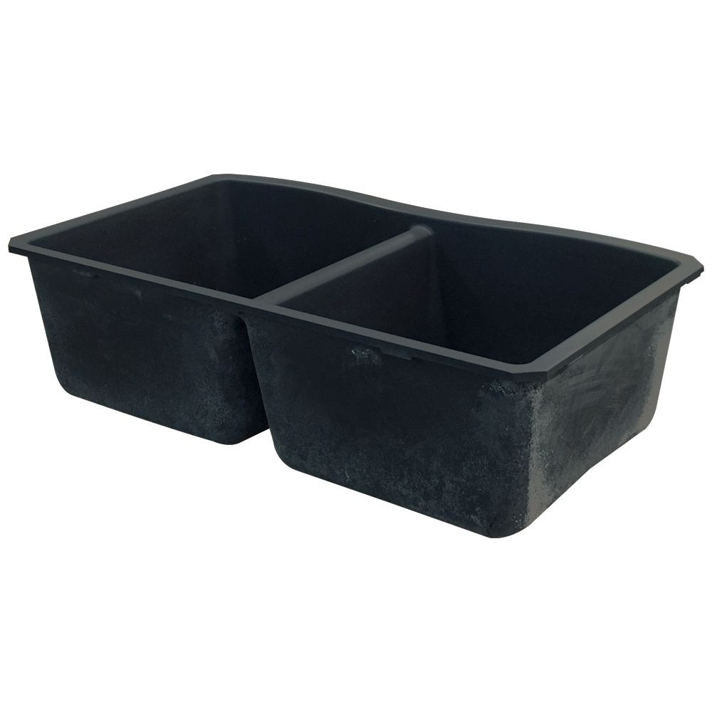31.9375-in x 19.125-in x 9.5 Granite Double Equal Undermount Kitchen Sink in Black with Grids, Strainer, Disposer Strainer, Installation Kit
