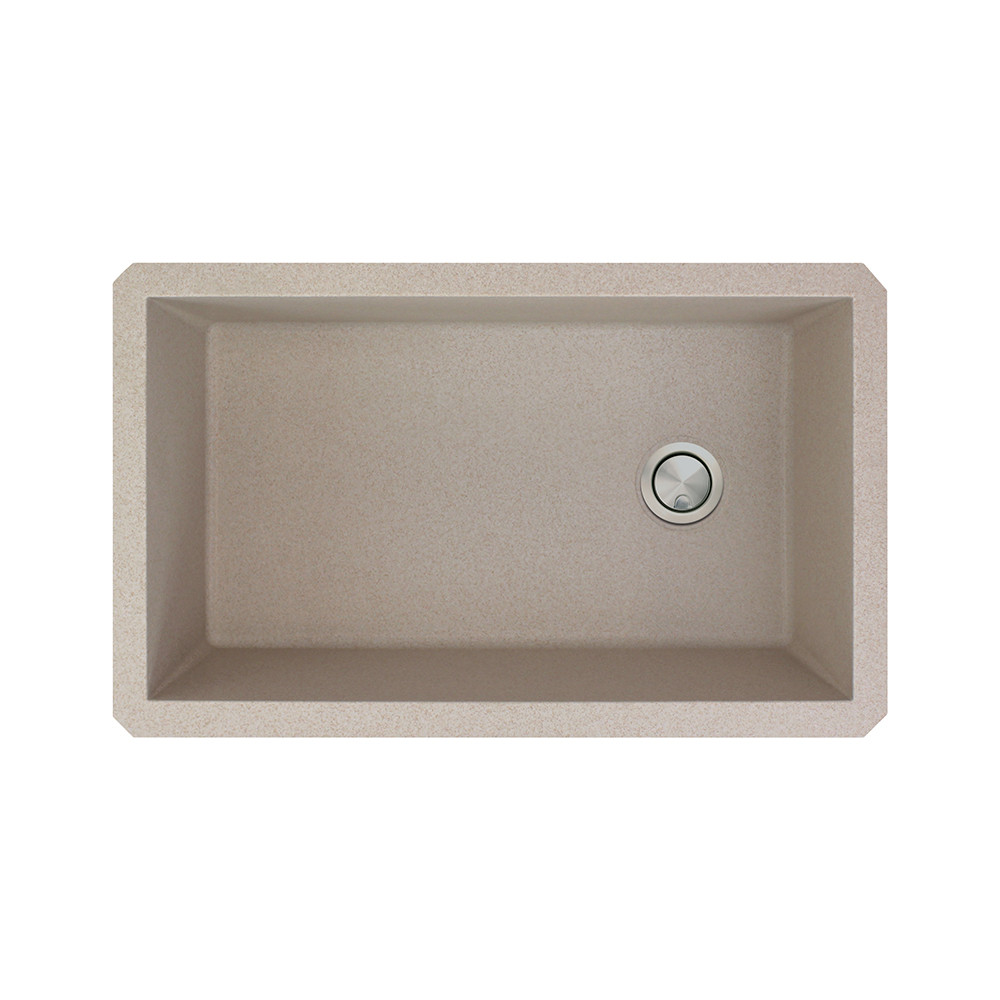 31.75-in x 19.125-in x 9.5-in Granite Super Single Undermount Kitchen Sink in Cafe Latte with Faucet, Grid, Strainer, Installation Kit