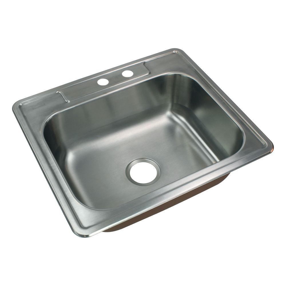 25-in x 22.02-in x 8-in 18 Gauge Single Bowl, Stainless Steel Kitchen Sink, Drop-in Installation with MR2-Holes, with Grids, Strainer, Installation Kit