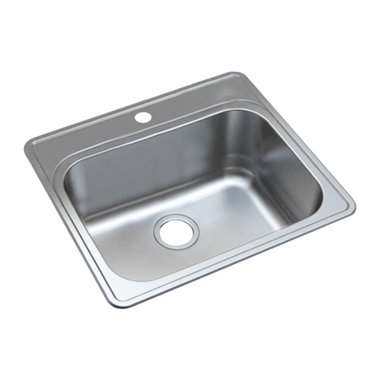 Transolid K-MTSB252212-1 Meridian Stainless Steel 25-in x 22-in x 12-in Laundry/Utility Sink Kit with 1-Hole in Brushed Finish