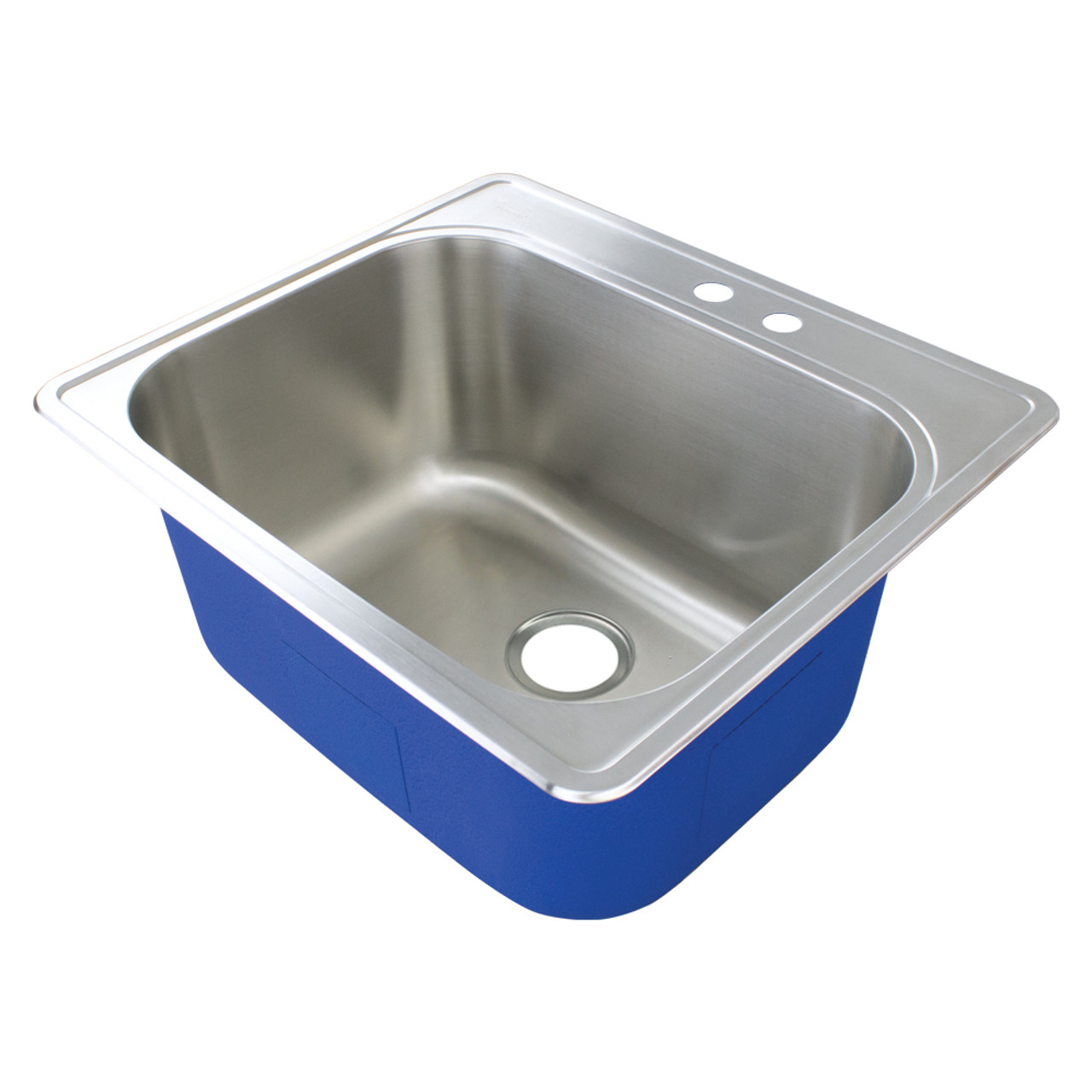 Transolid K-MTSB252212-MR2 Meridian Stainless Steel 25-in x 22-in x 12-in Laundry/Utility Sink Kit with 2-Hole in Brushed Finish