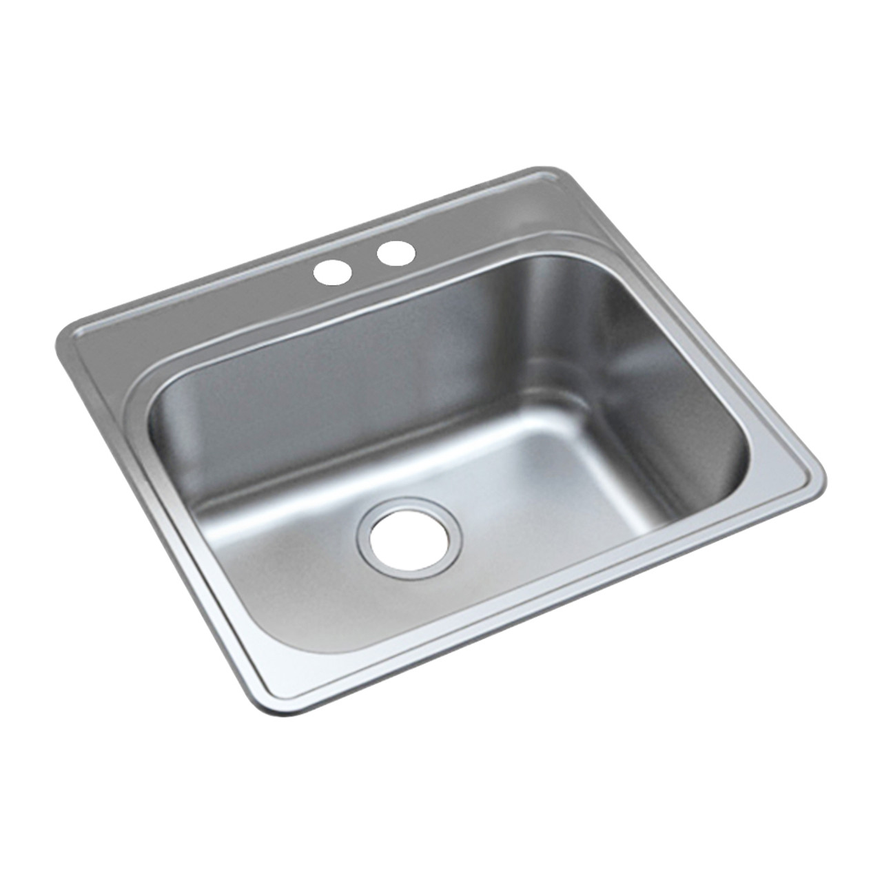 Transolid K-MTSB252212-MR2 Meridian Stainless Steel 25-in x 22-in x 12-in Laundry/Utility Sink Kit with 2-Hole in Brushed Finish
