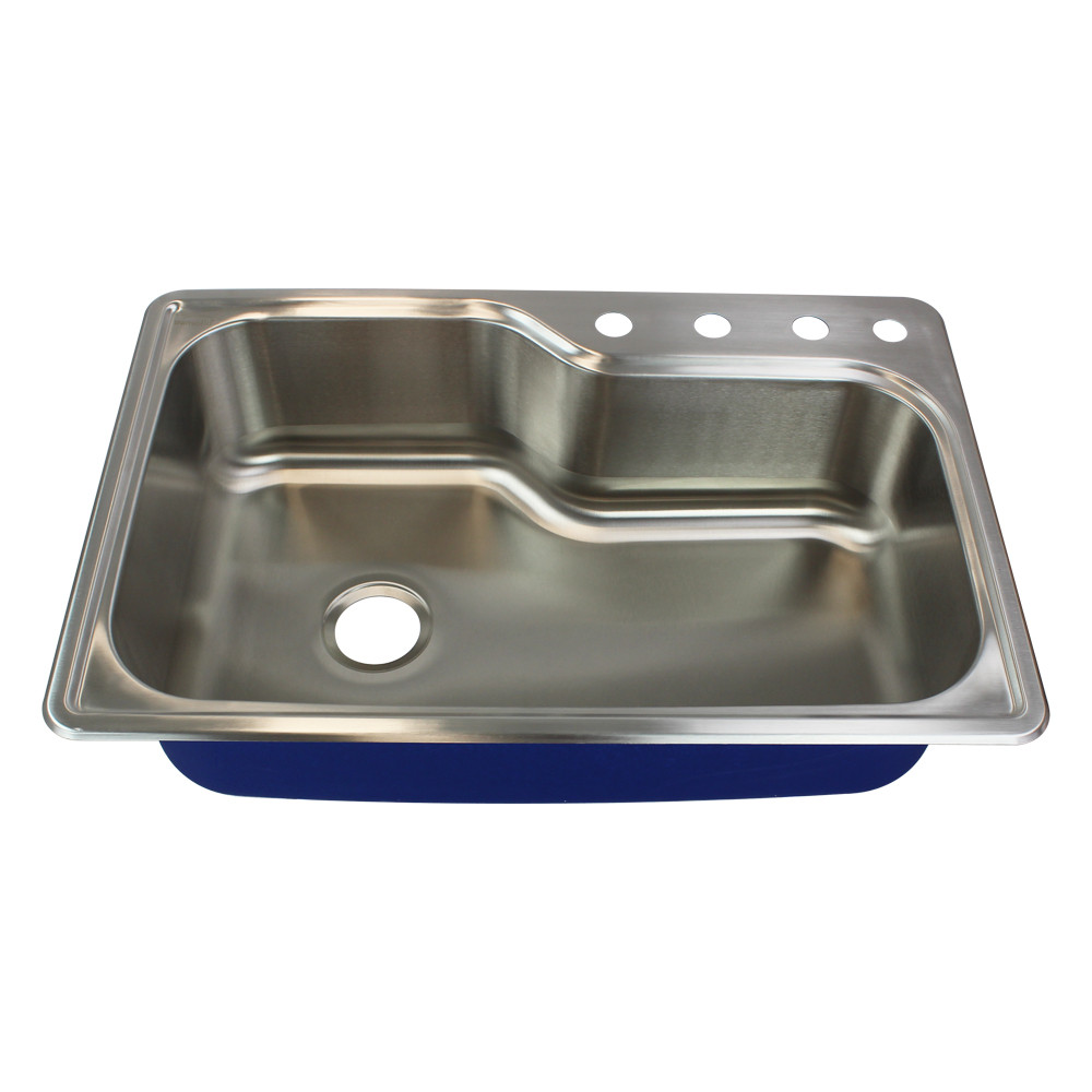 33-in x 22.02-in x 9-in 16 Gauge Super Single Bowl, Stainless Steel Kitchen Sink, Drop-in Installation with 4-Holes, with Grid, Strainer, Installation Kit