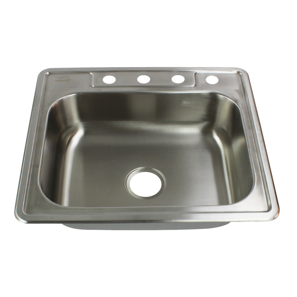 25-in x 22-in x 7-in 20 Gauge Single Bowl, Stainless Steel Kitchen Sink, Drop-in Installation with 4-Holes, with Grid, Strainer, Installation Kit