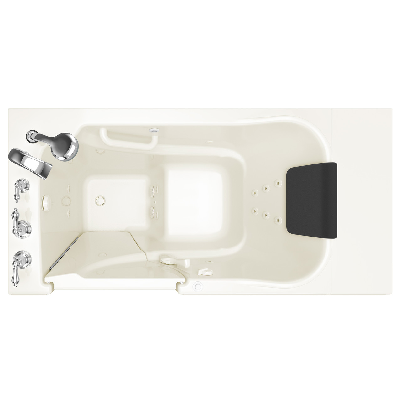 American Standard 3052.109.WLL 30-in. x 52-in. Walk-In Whirlpool Massage Bathtub with Left-Hand Drain and Tub Faucet in Linen