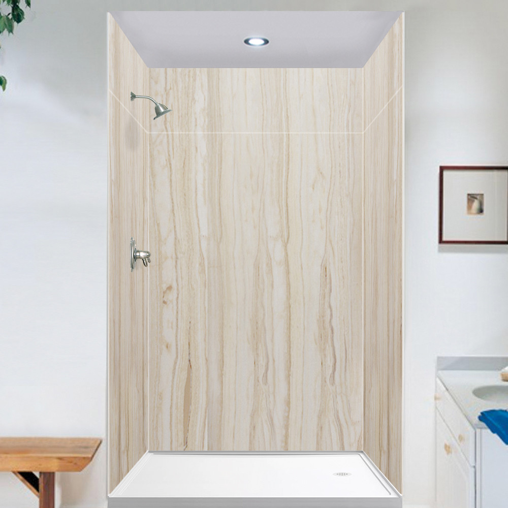 Transolid EWKX606096-43 Expressions 60" X 60" X 96" 6-Piece Tub/Shower Wall Kit with Extension Kit, In Sorento