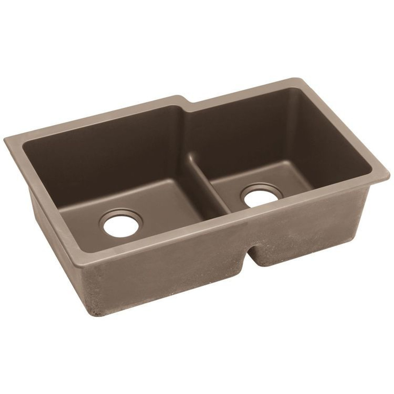 33" x 20-1/2" x 9-1/2" Quartz Offset 60/40 Double Bowl Undermount Sink with Aqua Divide in Greige