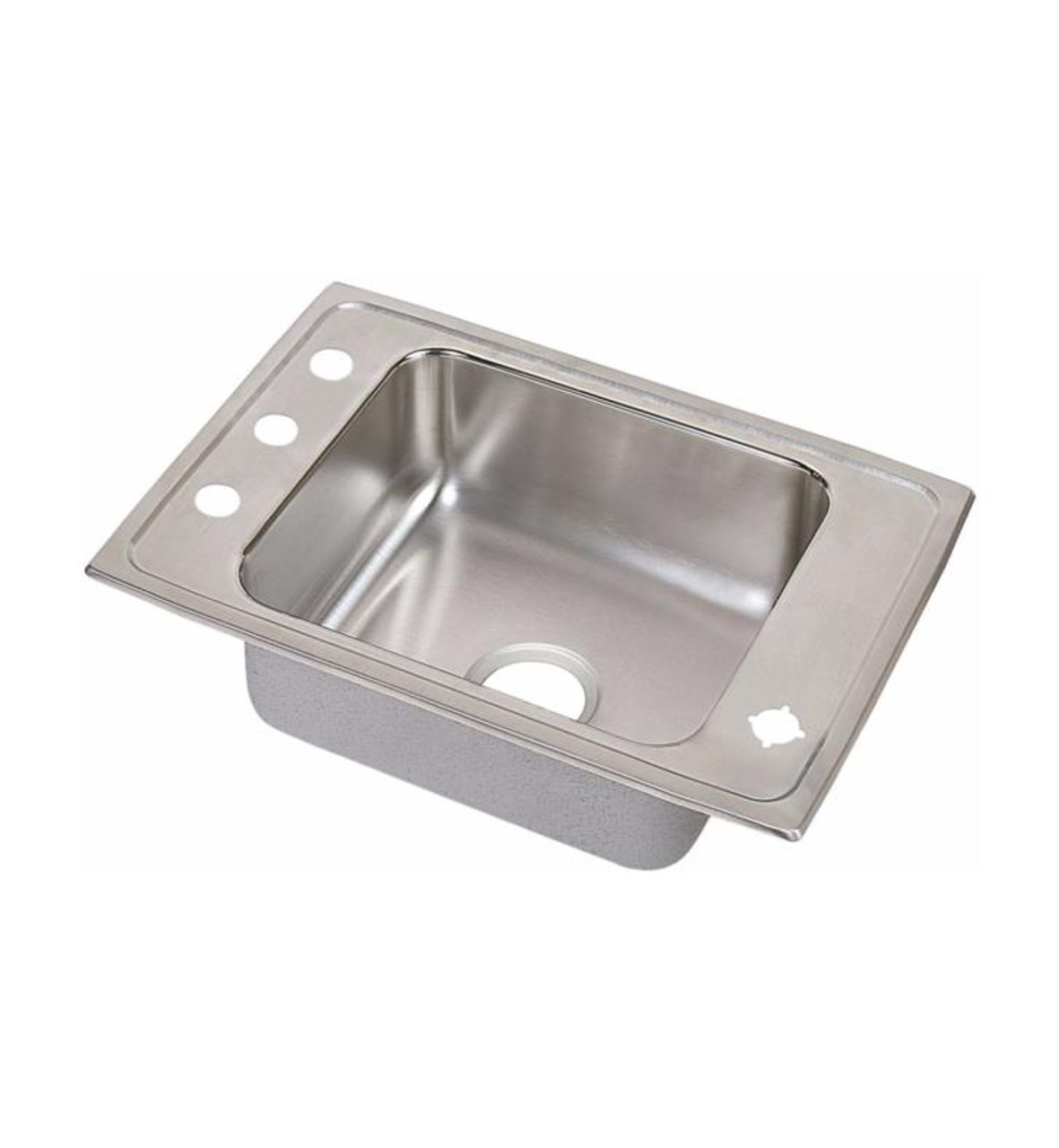 31" x 19-1/2" x 4" 18 Gauge Stainless Steel Single Bowl Drop-in Classroom ADA Sink with Front Right 4 Faucet Holes in Lustrous Satin