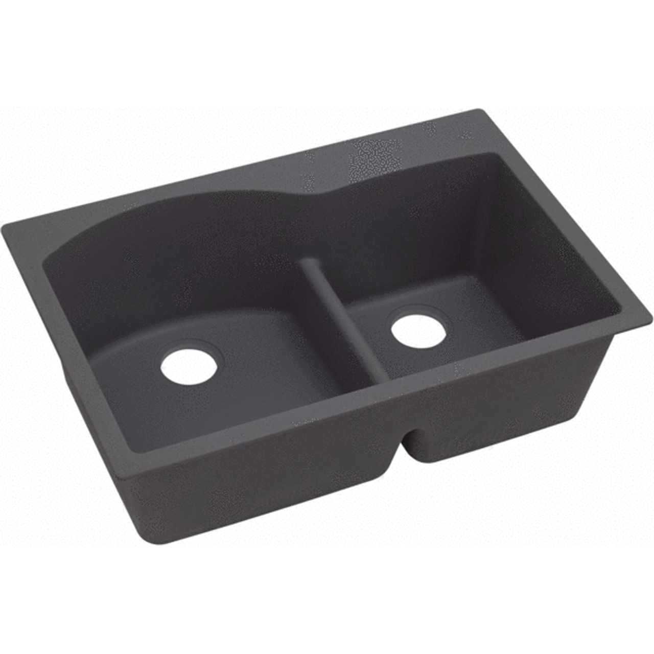 33" x 22" x 10" Quartz Offset 60/40 Double Bowl Drop-in Sink with Aqua Divide in Dusk Gray