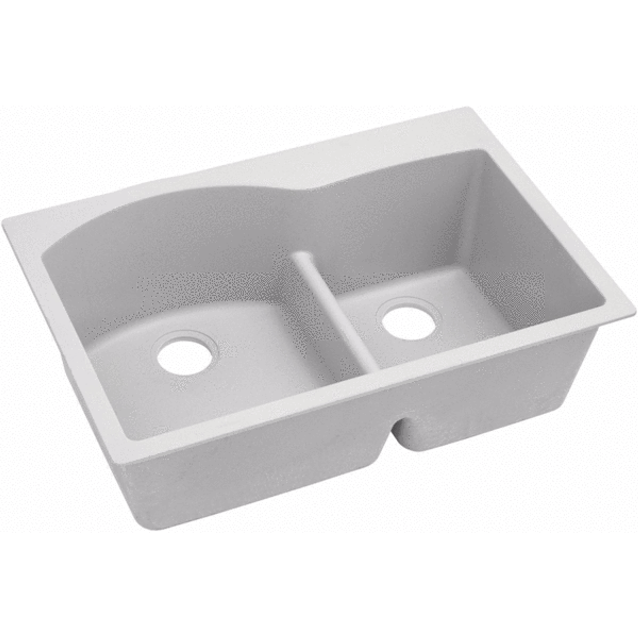 33" x 22" x 10" Quartz Offset 60/40 Double Bowl Drop-in Sink with Aqua Divide in White