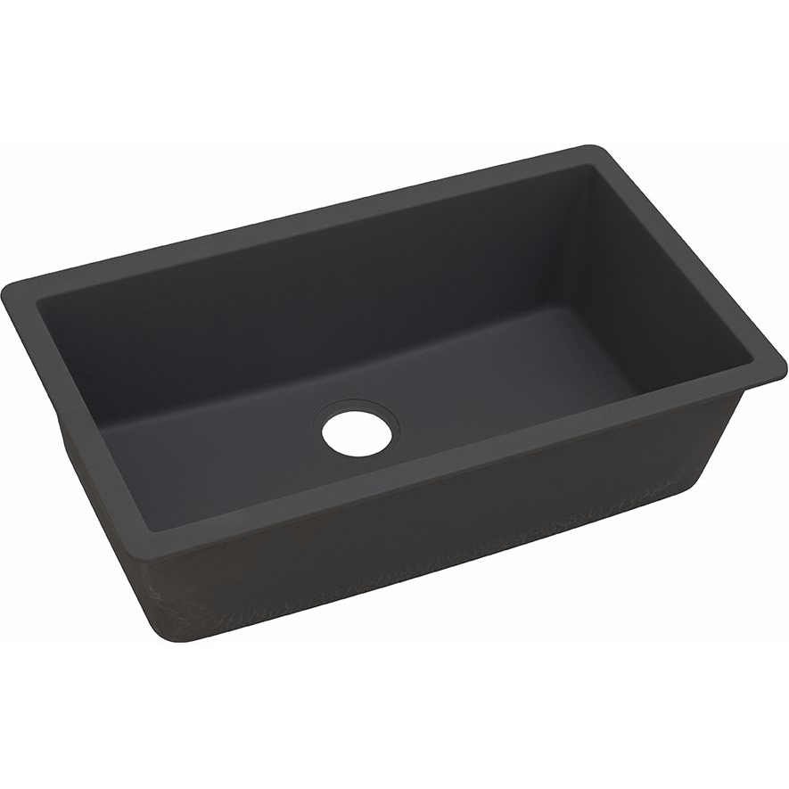 33" x 18-7/16" x 9-7/16" Quartz Single Bowl Undermount Sink in Black