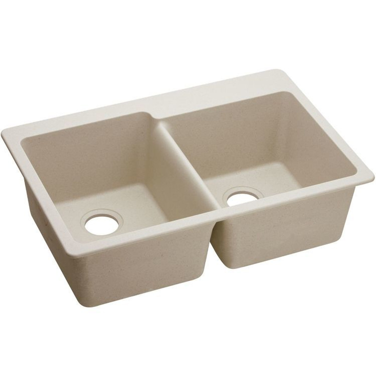 33" x 22" x 9-1/2" Quartz Offset Double Bowl Drop-in Sink in Putty
