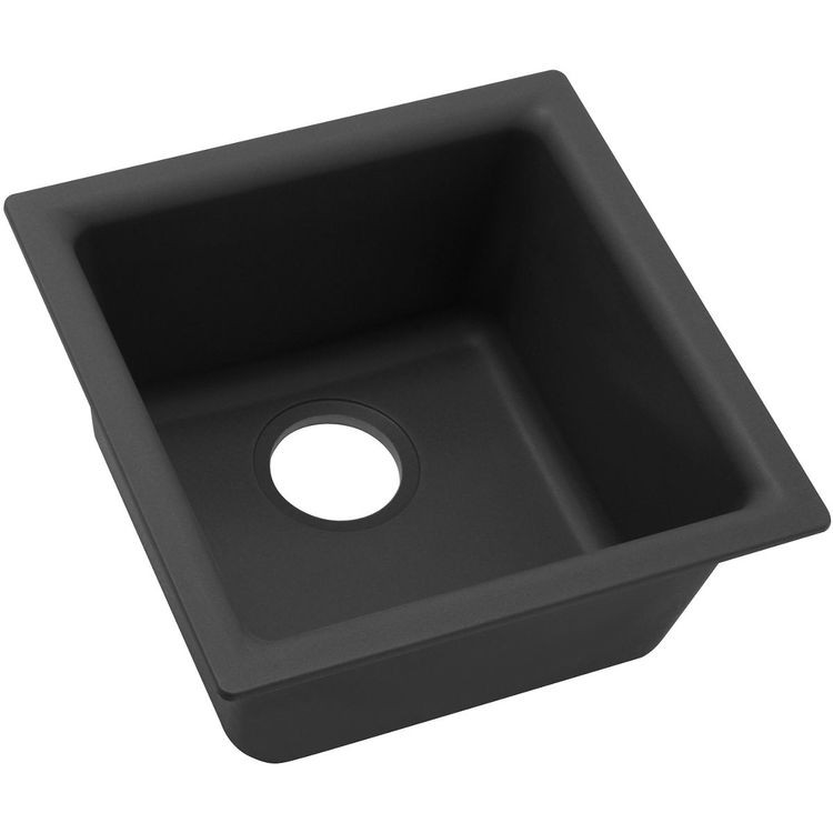15-3/4" x 15-3/4" x 7-11/16" Quartz Single Bowl Dual Mount Bar Sink in Greystone